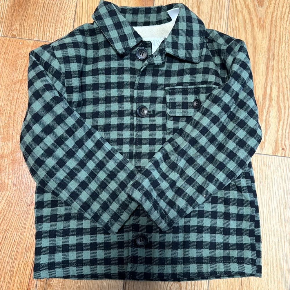 Zara boys Fleece Lined Plaid Shacket sz 3-4 years